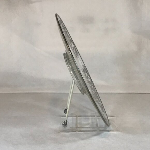 Vintage Silver Overlay Glass 10 1/2" Footed Serving Plate - Picture 7 of 9